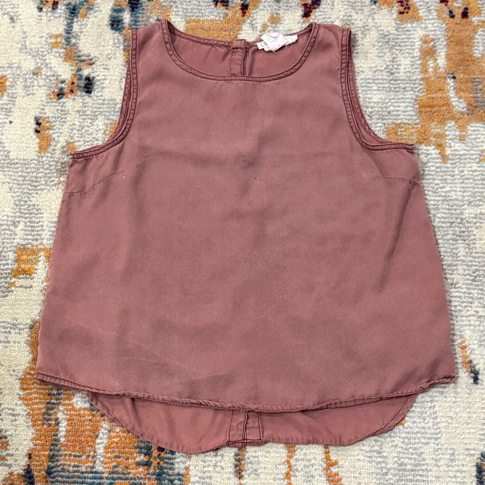 Mauve rose ladies women sleeveless tank top blouse sz small back button clothes